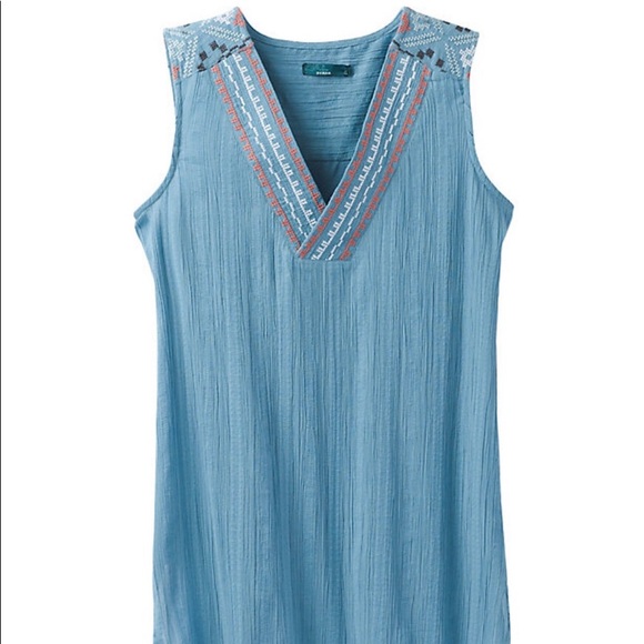 ⭐️Prana⭐️Heloise Tunic Embroidered Blue Cotton Tank Top Active Outdoors Wo's S - Picture 1 of 12